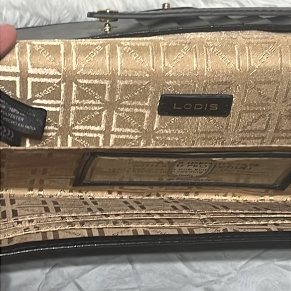 Lodi’s leather crossbody RDIF wallet with leather braid detail NWOT - Picture 3 of 10